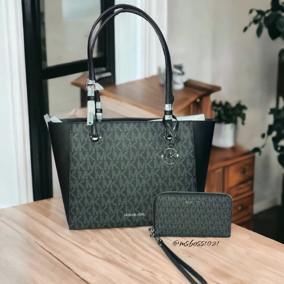 Michael Kors Walsh Tote + Wallet in Black NWT
